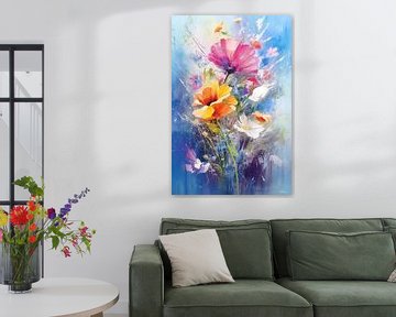 abstract aqaurel van een bloem/bloemen. van Gelissen Artworks