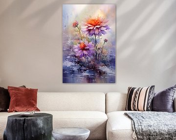 abstract aqaurel van een bloem/bloemen. van Gelissen Artworks