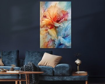 abstract aqaurel van een bloem/bloemen. van Gelissen Artworks