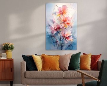 abstract aqaurel of a flower/flowers. by Gelissen Artworks