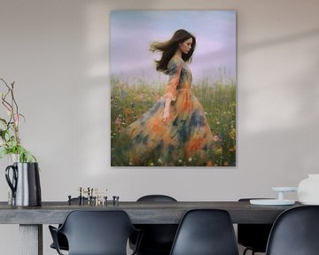 Portrait "Flower power" in pastel colours by Carla Van Iersel