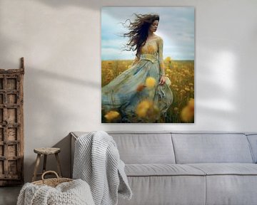 Portret "Flower power" in pastelkleuren van Carla Van Iersel