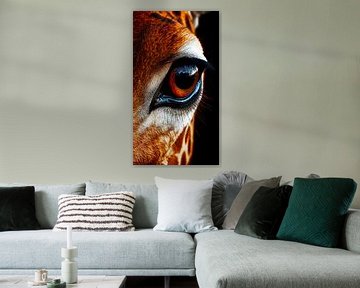 Close up of an eye of a giraffe by René van den Berg