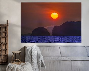 Coucher de soleil sur la plage de Krabi (Thaïlande) sur t.ART