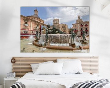 Plaza de la Virgen Valencia met fontein van Sander Groenendijk