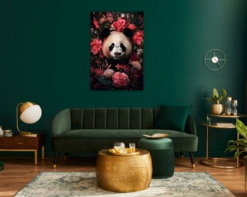Panda surrounded by flowers by Digitale Schilderijen