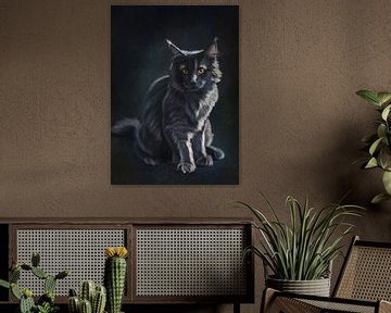 Black cat in spotlight by W. Vos