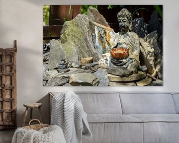 Buddha statue in the Japanese rock garden by Animaflora PicsStock