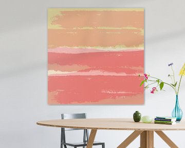 Art abstrait moderne dans des couleurs pastel vives. Rose et terracotta. sur Dina Dankers