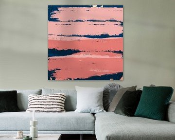 Modern abstract art in bright pastel colors. Dark blue and pink colors by Dina Dankers