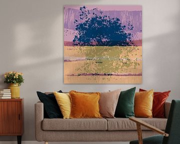 Art abstrait moderne dans des couleurs pastel vives. Violet, bleu et rose sur Dina Dankers