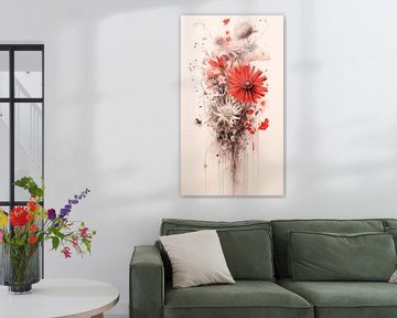 Gerbera in mixed media van Peet de Rouw