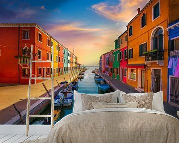Burano island view at sunset. Venice by Stefano Orazzini
