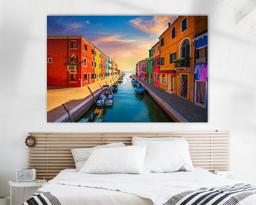 Vue de l'île de Burano au coucher du soleil. Venise sur Stefano Orazzini