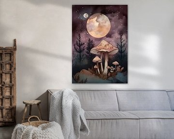 Mushroom under the moon by Artsy