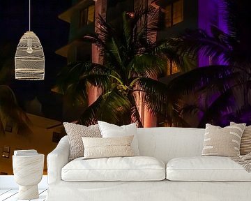 Art Deco wijk in Miami Beach bij nacht