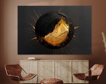 De goud zwarten planeet van Digitale Schilderijen