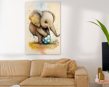Kleine olifant speelt voetbal van Peter Roder