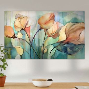 Tulpen Abstraktes Aquarell von Jacky