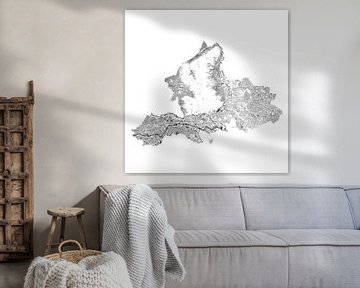 Die Gewässer von Gelderland in Schwarz-Weiß von Maps Are Art