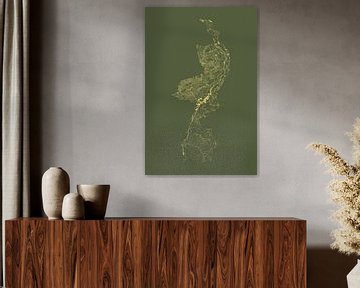 Les eaux du Limbourg en vert et or sur Maps Are Art