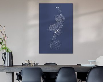 Carte des eaux du Limbourg en bleu roi sur Maps Are Art