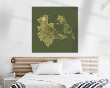 Waterkaart van Utecht in Groen met Goud van Maps Are Art