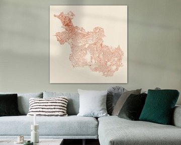 Waterkaart van Overijssel in Terracotta stijl van Maps Are Art