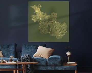 Water chart of Overijssel in Green with Gold by Maps Are Art