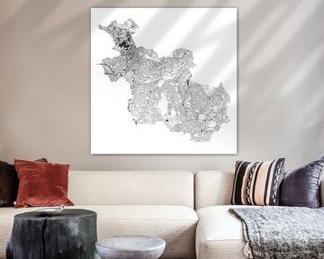 Water chart of Overijssel in black and white by Maps Are Art