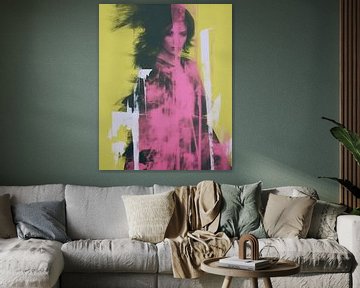 Moderne collage in neon roze van Carla Van Iersel