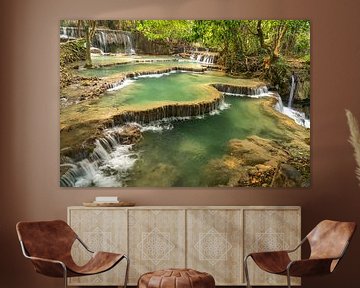 Kuang Si waterval bij Luang Prabang, Laos van Peter Schickert