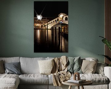 VENICE Rialto Bridge at Night  by Melanie Viola
