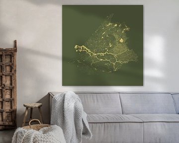 Wateren van Zuid Holland in Groen met Goud van Maps Are Art