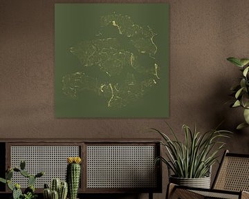 Wateren van Zeeland in Groen en Goud van Maps Are Art