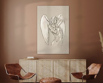 Engel in Beige mit Kreideeffekt von Emiel de Lange