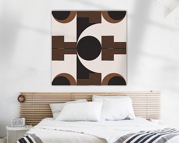 Retro Geometric Abstraction. Modern art in brown, white, black no. 3 by Dina Dankers