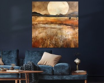 Rollende Graslandschaft: Warme Farben, Hügel und mystische Atmosphäre