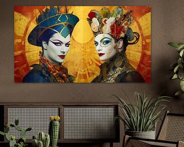 Life is a Party , masquerade portrait by Vlindertuin Art