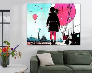 Girl with Balloons, #3 by zam art