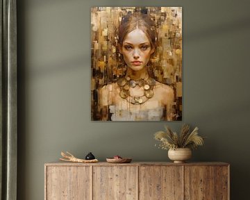 Worldly Woman Olivia met goud en aardse tinten van René van den Berg