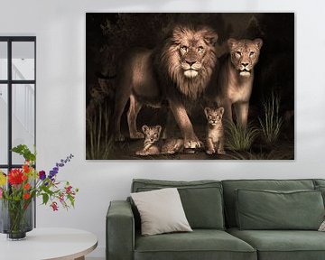 famille de lions avec 2 lionceaux sur Bert Hooijer