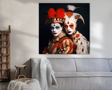 Portrait de mascarade de conte de fées deux personnes sur Vlindertuin Art