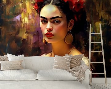 Frida - bloemenportret met brede stroken van Roger VDB