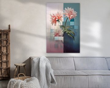 Roze bloemen in pixels van But First Framing