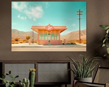 Verlaten Ijssalon in California - Betoverende foto in de stijl van Wes Anderson