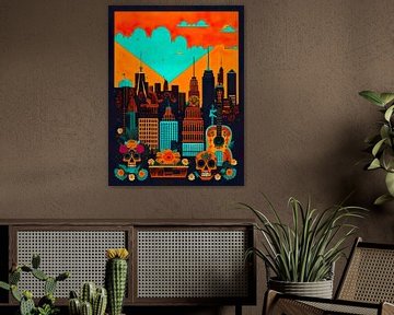Die New Yorker Skyline mit mexikanischen Elementen von Retrotimes