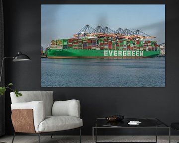 Containerschip Ever Aim van Evergreen. van Jaap van den Berg