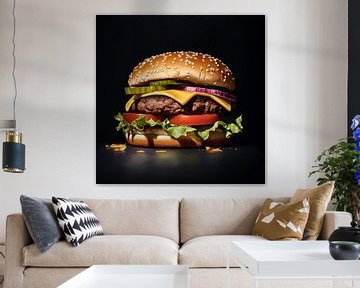 Hyper-realistisches Porträt eines leckeren Burgers von Roger VDB
