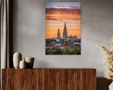 Sonnenuntergang Grote Kerk - Skyline von Breda - Nordbrabant - Niederlande